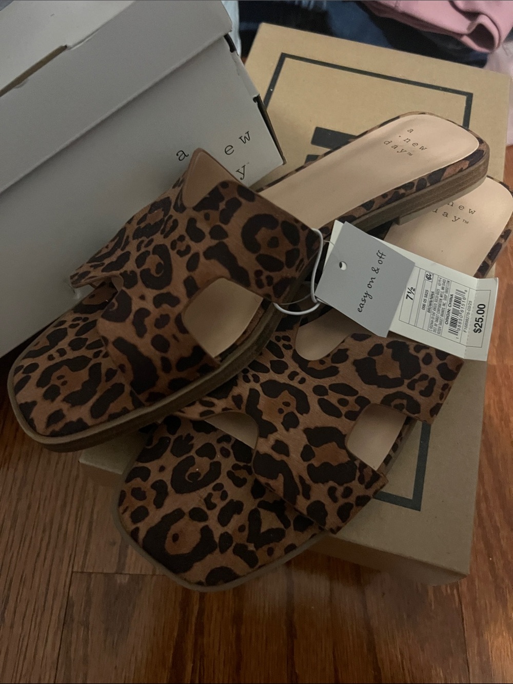 Leopard Print Slide Sandals - NWT